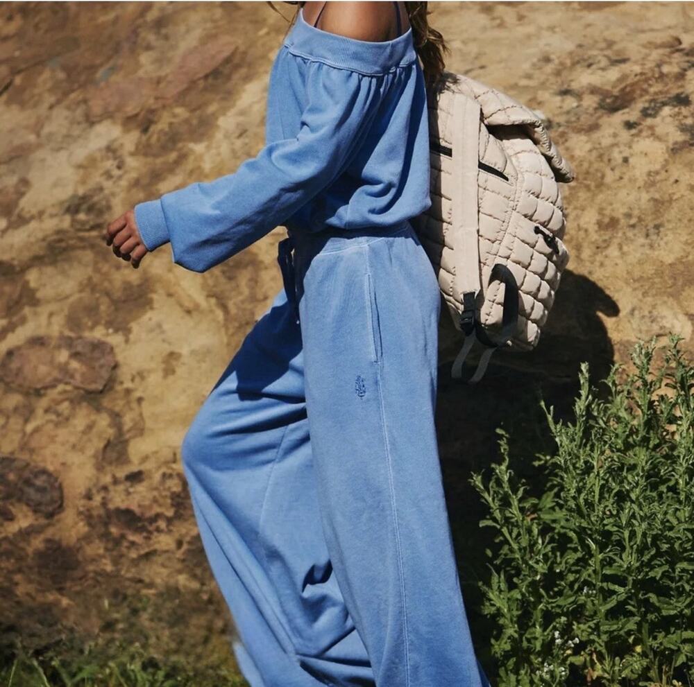NWT Free People Movement One 2 Beat Jumpsuit, Riviera Blue (L)